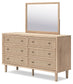 Cielden King Panel Bed with Mirrored Dresser