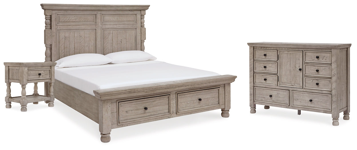 Harrastone King Panel Bed with Dresser and Nightstand