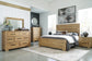 Galliden King Panel Bed with Mirrored Dresser and Nightstand