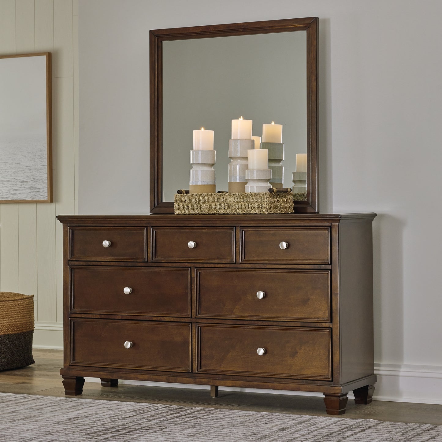 Danabrin Twin Panel Bed with Mirrored Dresser and Nightstand