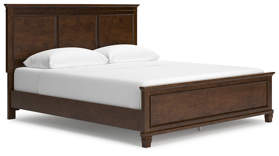 Danabrin California King Panel Bed with Mirrored Dresser and 2 Nightstands