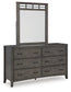 Montillan California King Panel Bed with Mirrored Dresser and 2 Nightstands